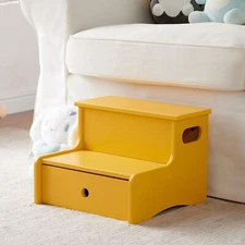 Kings Brand Furniture Toddler Step Stool for Kids with Storage, Banana