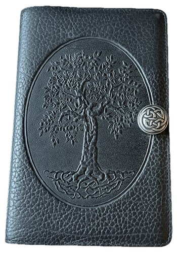 Oberon Design Leder Journal Cover 6" x 9" - Lebensbaum - NEU SCHWARZ