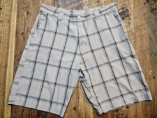 Burnside Shorts Mens Size 34 Beige Gray Stripes Plaid Preppy Golf Comfort