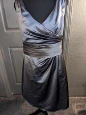 Women's David's Bridal Gray V-Neck Tank Top A Line  Formal Dress Tag Size 10