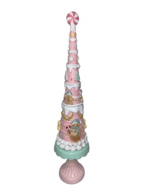 Pink Green Gingerbread Icing Sugar 15.5'' Resin Candy CHRISTMAS TREE New NWT