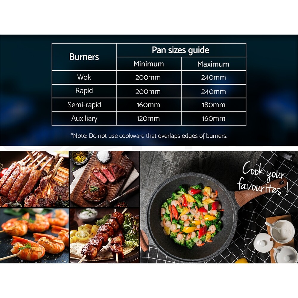 Devanti Gas Cooktop 60cm 4 Burner Glass Cook Top Cooker Stove Hob NG