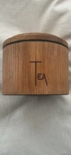 Vintage Cornwall Tea Canister Set Danish Soft Touch Oak Wood Grain Container