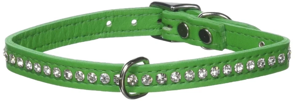 Collar de perro OmniPet Signature de cuero y cristal, verde, azul, negro, opción de cristal Foto 3 de 4