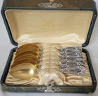 6 International Silver CHESTER Sterling Silver Gold-Wash Demitasse Spoons Mono S