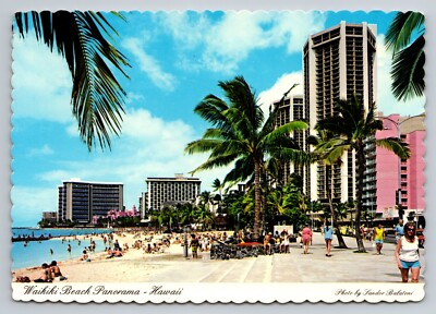 Waikiki Beach Panorama Hyatt Regency Hawaii Vintage Unposted