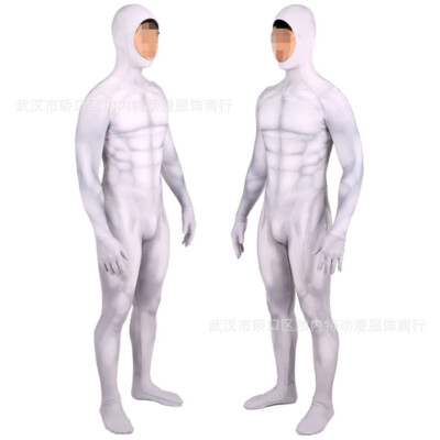 The White Muscle Jumpsuit Stage Suit Cosplay Costume Bodysuit