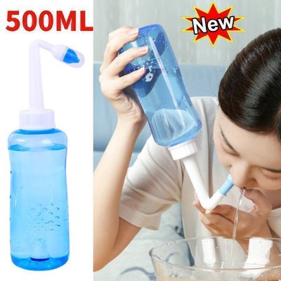 500ML-Nasal Flush Kit Neti Pot Sinus Rinse Nose Wash Bottle Irrigator -Saline