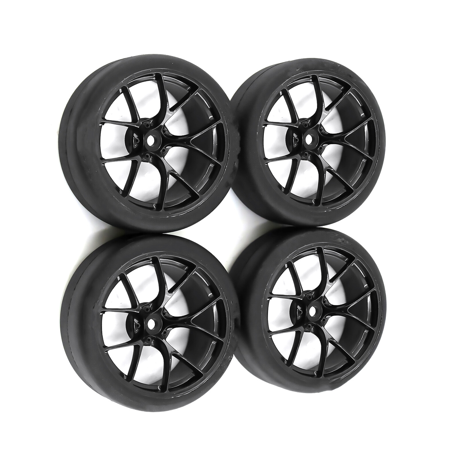 4Pcs Tamiya TT01 TT02 XV01 HPS HPI 1/10 RC Car Tires & Wheels Rims Set