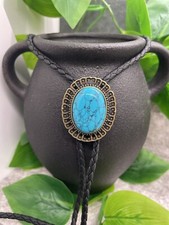 Rodeo Bolo Tie Western Cowboy Black Leather Necktie New Free Ship A2985