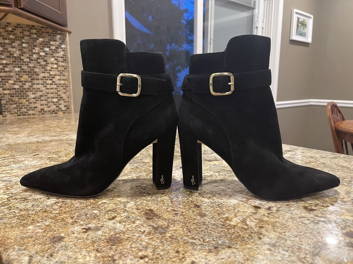 Sam Edelman Rita Size 8.5 Black Suede Pointed Bootie