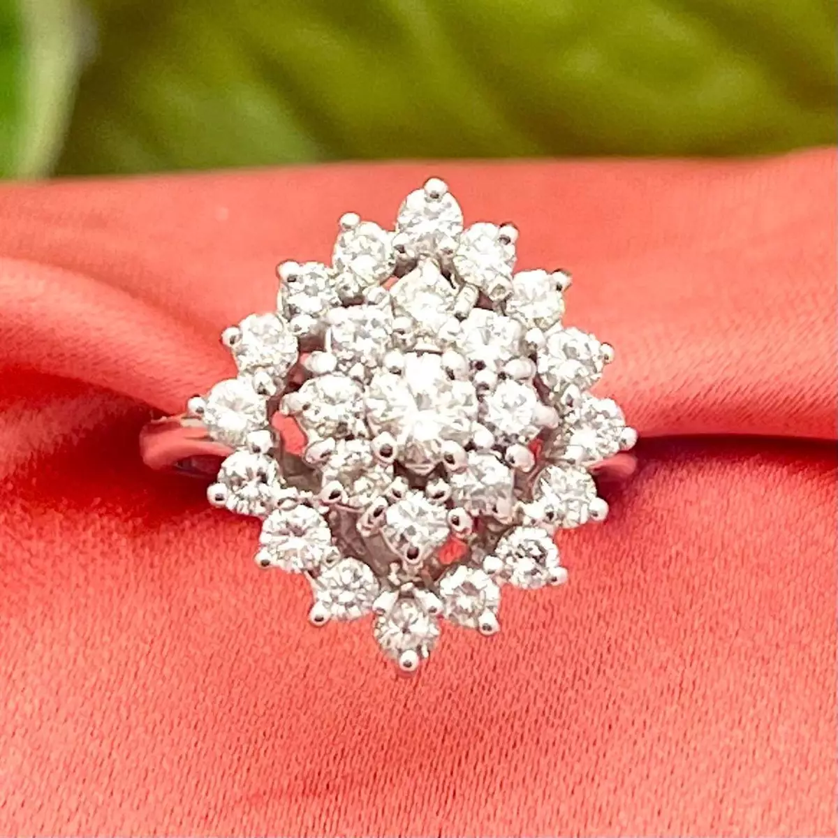 14k white gold cheap diamond cluster ring