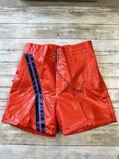 Birdwell Beach Britches Shorts Men 30 Orange Nylon Swim Trunks Vintage Beach
