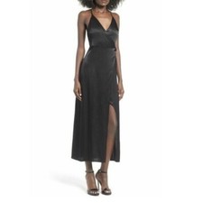 ASTR the Label - Satin Wrap Dress in Black (NWT) - Size : S
