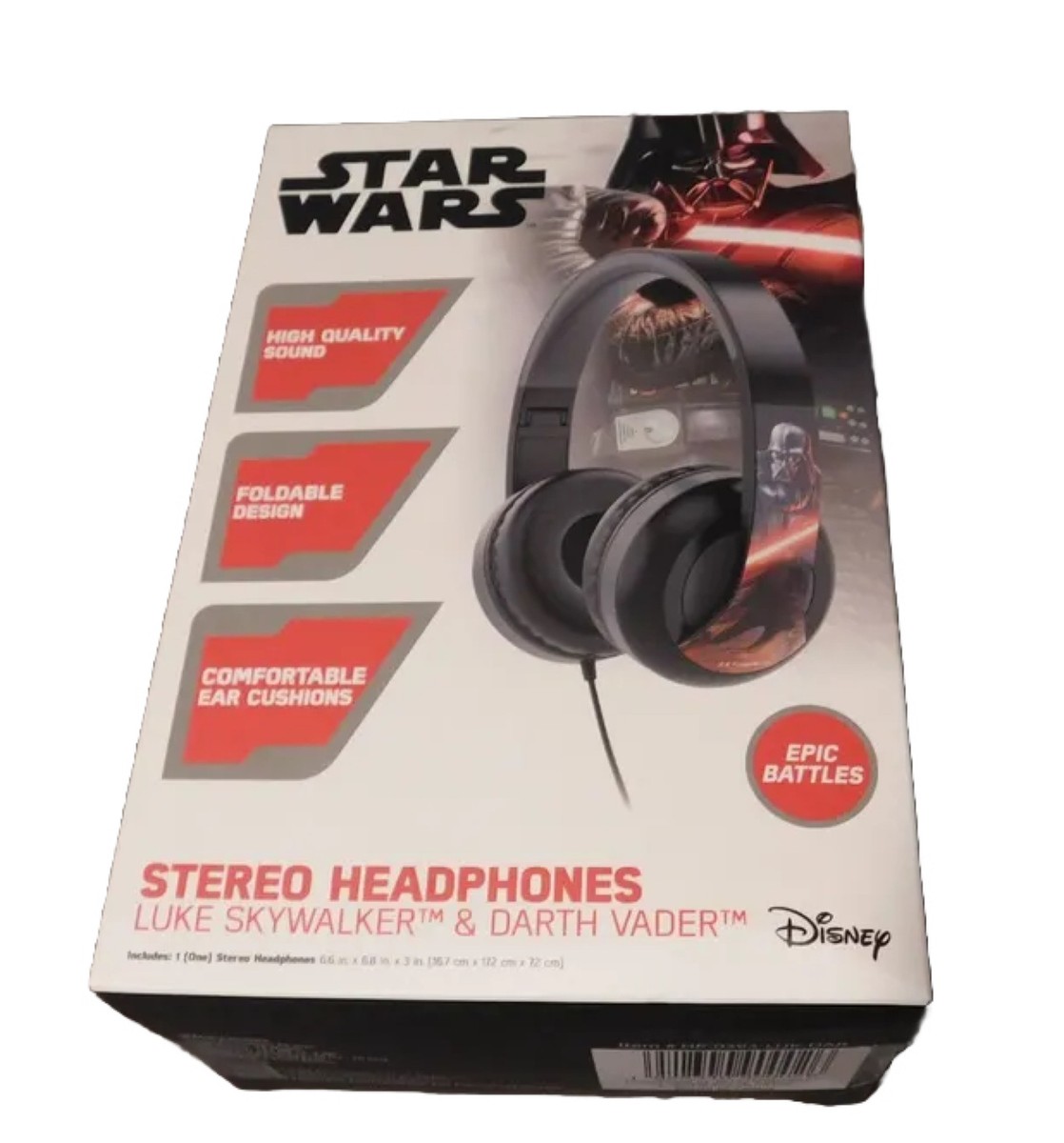 Disney Star Wars kid safe STEREO HEADPHONES Luke Skywalker & Darth