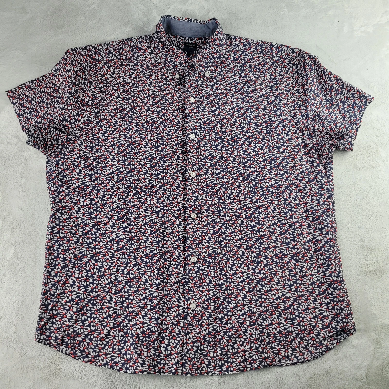 J Crew Button Up Shirt Mens XL Multicolor Floral Short Sleeve