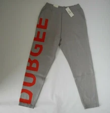 DUBGEE by WHOOPIE Gray LOGO Graphic JOGGERS Sweater PANTS Womens MEDIUM $128 NEW