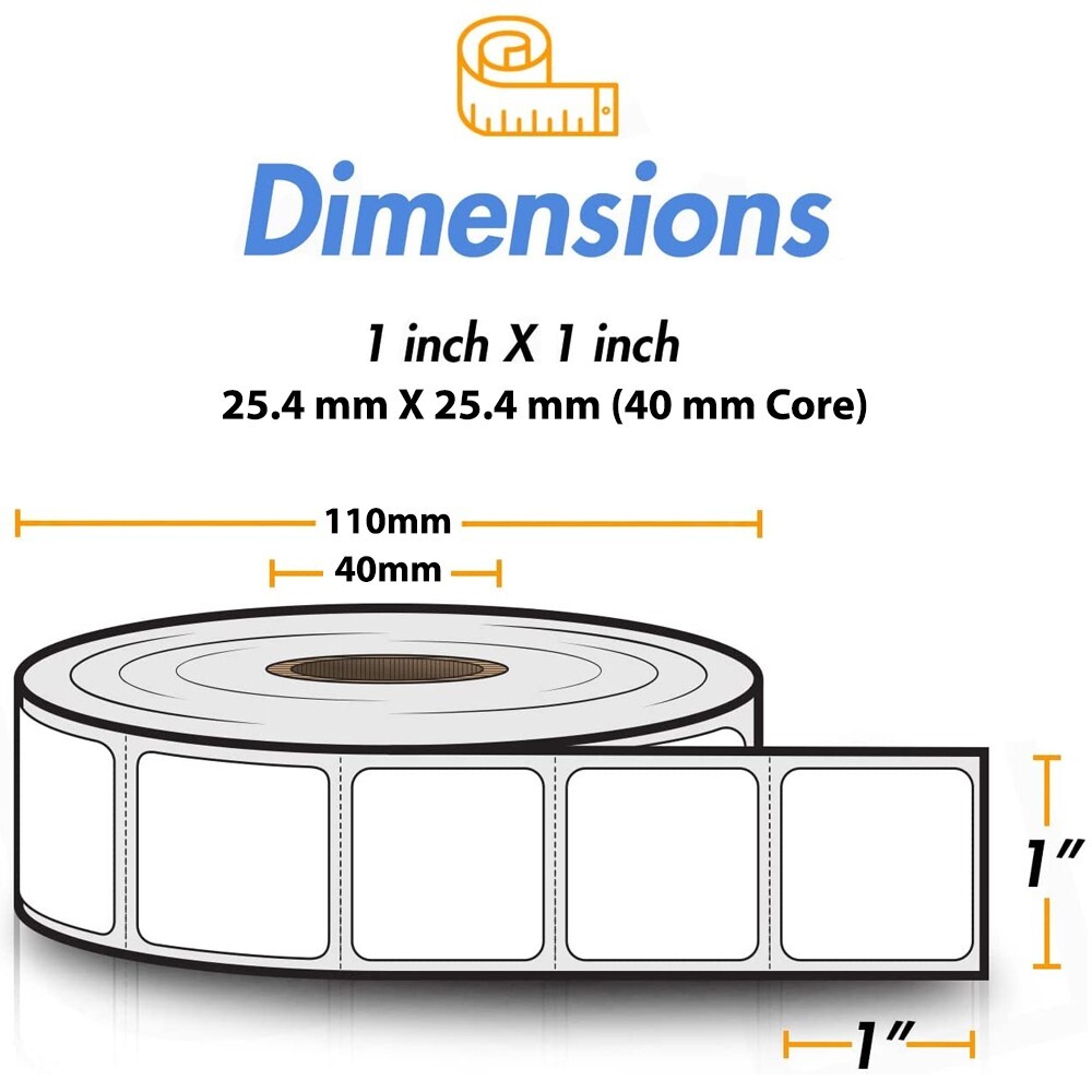 12x 1 inch x 1 inch Direct Thermal Label Stickers for Amazon FBA