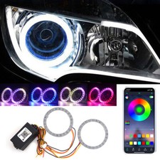 2PCS Car RGB Halo Ring Angel Eye Headlight DRL Running Lamp Signal Assembly 80mm
