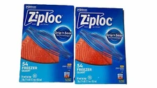 Set Of 2 Pks Ziploc bags 54 Freezer Quart  ziplock Grip N Seal Stay Open Design