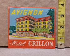 Hotel Crillon Paris Avignon - Vintage Luggage Baggage Label