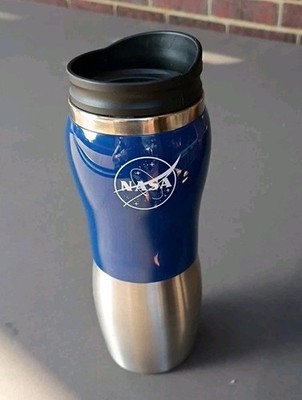 NASA Stainless Steel Tumbler With Slide Open Mouth And Blue Acrylic Accents