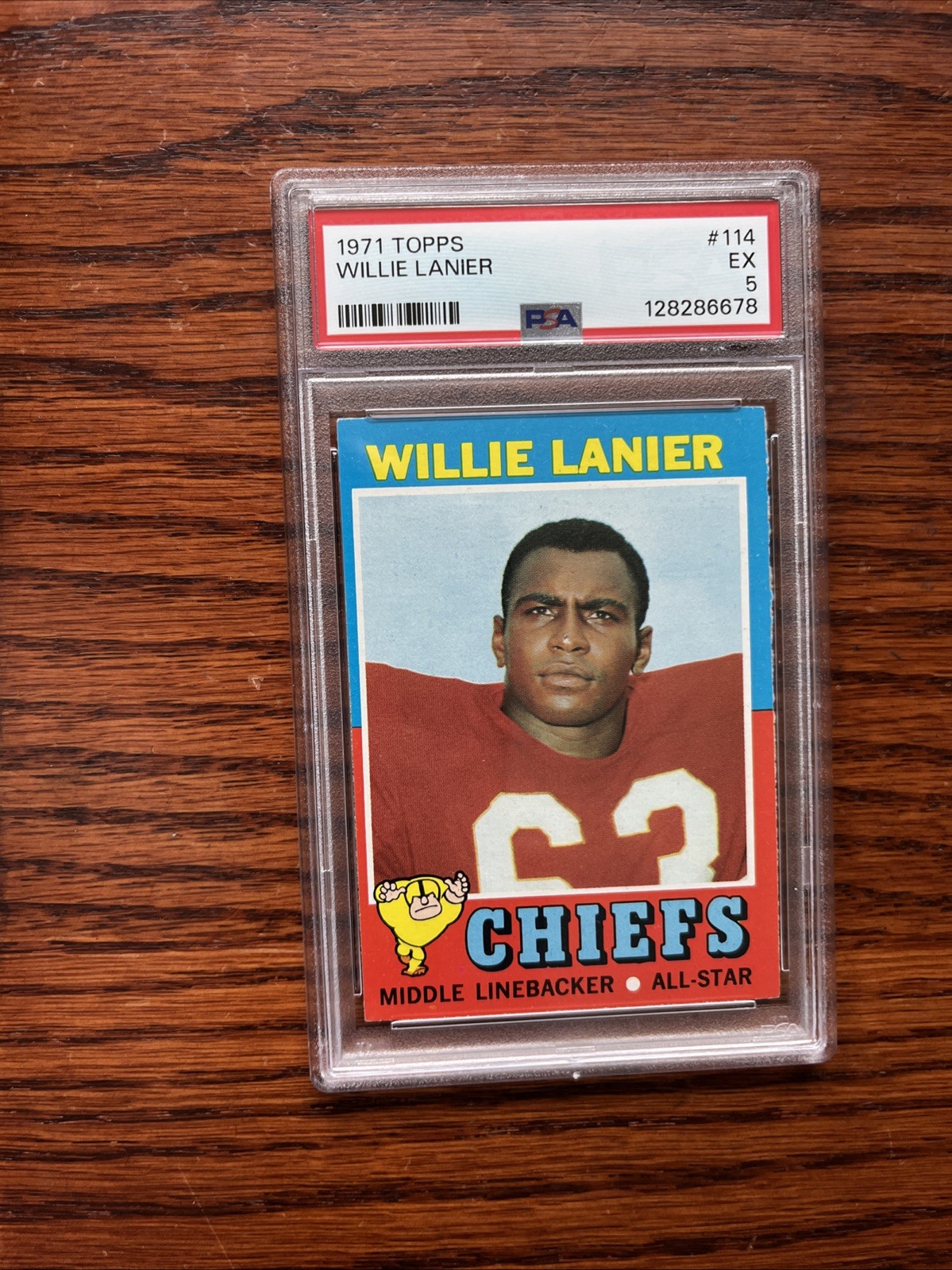 1971 Topps Willie Lanier Rookie RC All-Star #114 Chiefs PSA 5 HOF