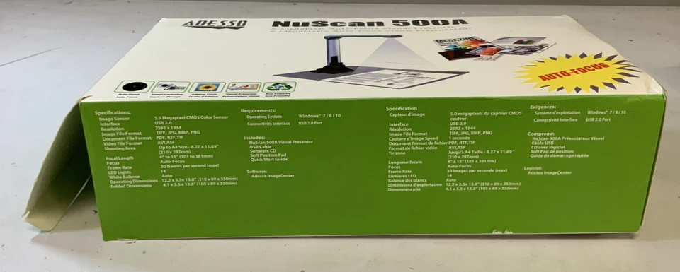 Adesso NuScan 500A 5MP Auto-Focus Visual Presenter Document Scanner "B7C" - Image 3 of 4
