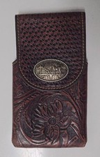Western Leather Phone Holster Tool Rodeo Cowboy Collection Belt Loop Magnetic