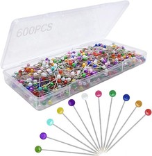 Assorted Colorful Pearl Head Pins - 600PC Straight Sewing Pins for DIY Creations