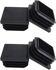 4 Pack 1.5 Inch Square Tube End Cap Plastic Plugs, 1 1/2 inch, Black 