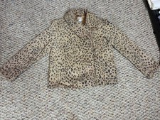 Chicos Leather Leopard Print Jacket Size 1
