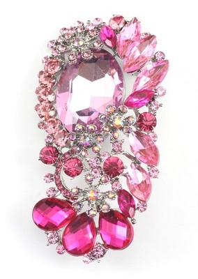 Pink Austrian Rhinestone Crystal Decorative Bridal Wedding Brooch Pin PN 33291
