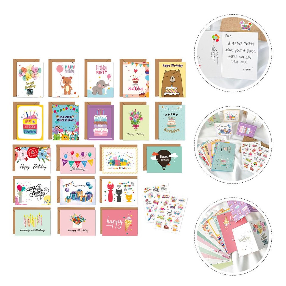 Paper Birthday Cards and Envelopes Set Assorted Color Greeting Cards ...