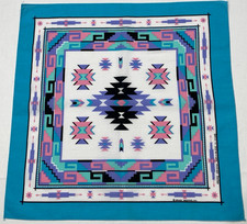Vintage Springs Industries USA Bandana Scarf Southwest Aztec 21" Poly Cotton