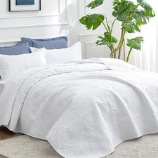 California King Size Quilt Bedding Set White Bedspreads - Cal King Summer Lig...