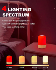 670Nm Red Light Sleep Lamp Bedside Sleep 4 Color Modes Red Warm White Natural