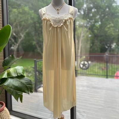 Yellow Lace Slip Nightgown Dress Coquette Fairycore | eBay