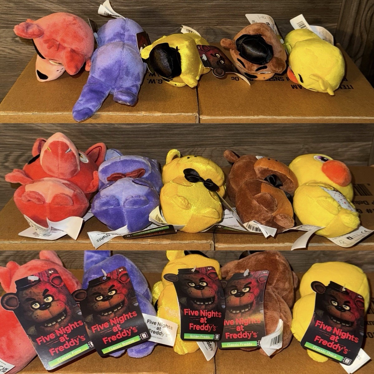 Complete Set of 5 Five Nights at Freddy's Jazwares Plush Glow FNaF