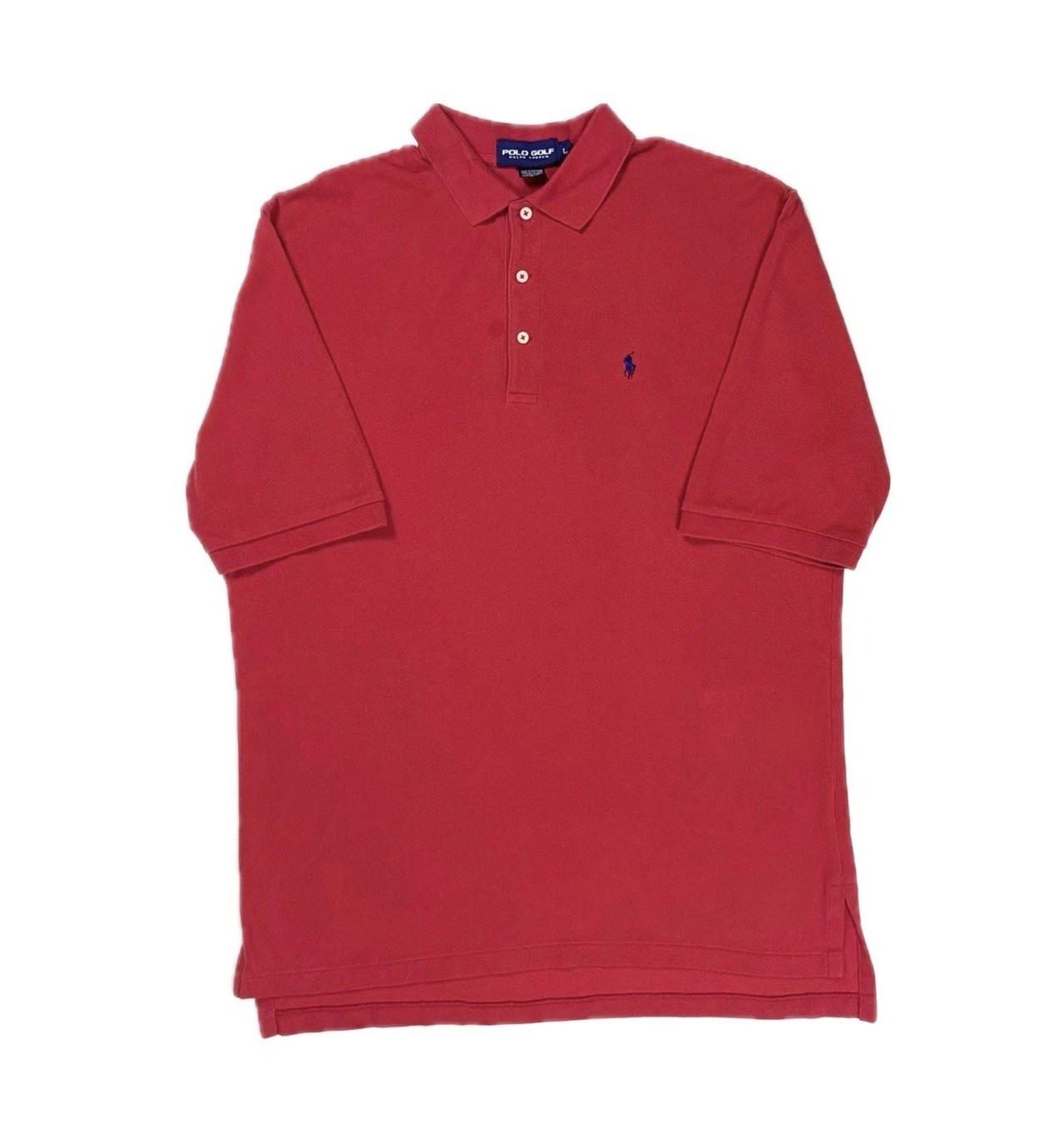 Vintage Polo Golf Ralph Lauren 100% Cotton red Navy Pony polo Shirt mens Large
