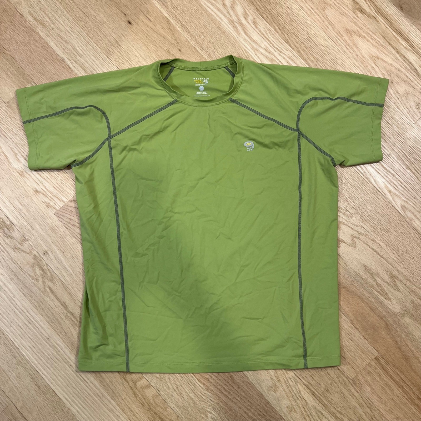 Mountain Hardwear Shirt Men's XL Green Performance Short Sleeve Hiking Athletic