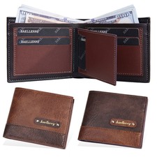 Men Leather Slim Wallet Bifold Credit Card Holder Business Purse Billfold Clutch