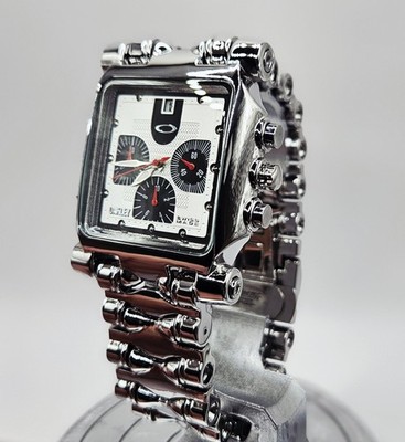 Vintage Minute Inpired Watch Steel Chrome Band Swiss Made Chrono Xmetal WHITE