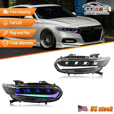 For Honda Accord RGB LED Headlights 2018-2022 Front Lamps Assembly Pair