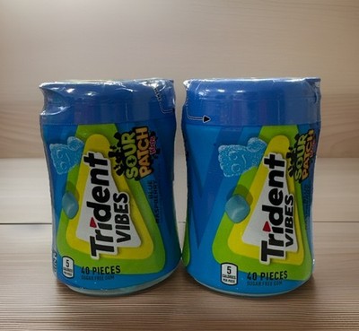 Trident Vibes SOUR PATCH KIDS Blue Raspberry Sugar Free Gum 40 Pieces