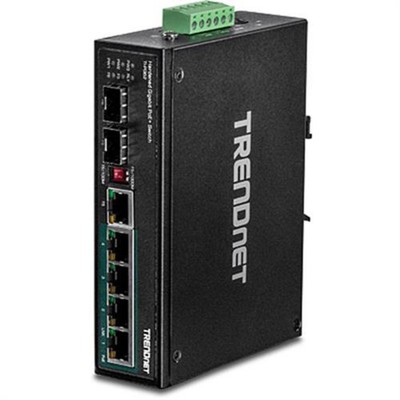 TRENDnet TI-PG62 6-Port gehärteter industrieller Gigabit PoE DIN-Rail Switch
