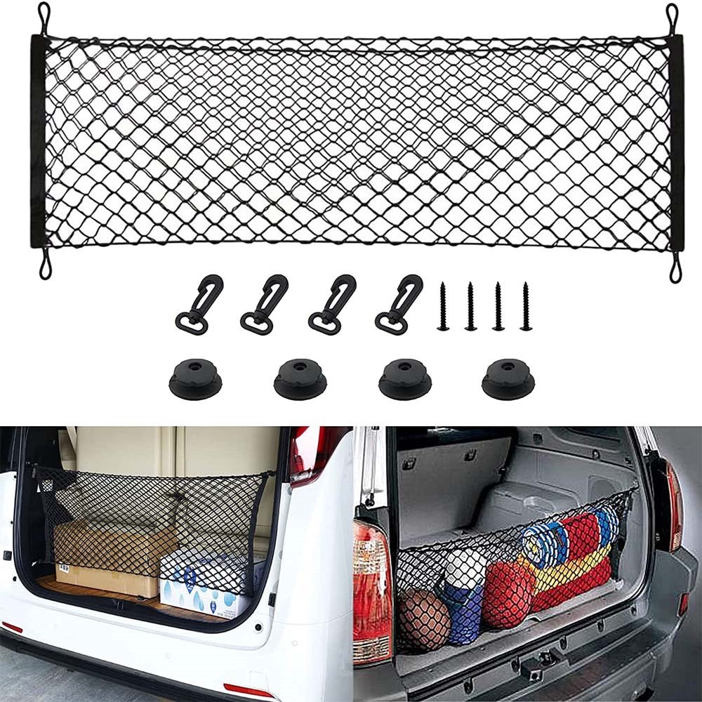 35"x15" Cargo Net Stretchable 2-Layer Elastic Trunk Storage Organizer for VW