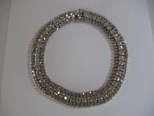 Stunning Vintage 5 Row Rhinestone Choker Collar Necklace Perfect Nice