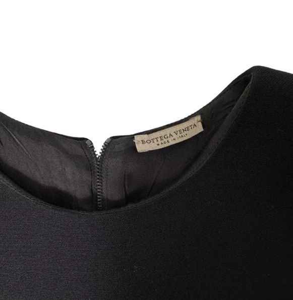 Bottega Veneta Black Short Cap Sleeves Back Zipper 100% wool Blouse Top 38 S - Изображение 3 из 4