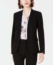 Bar III Women's Black Collarless Open-Front Blazer Size M
